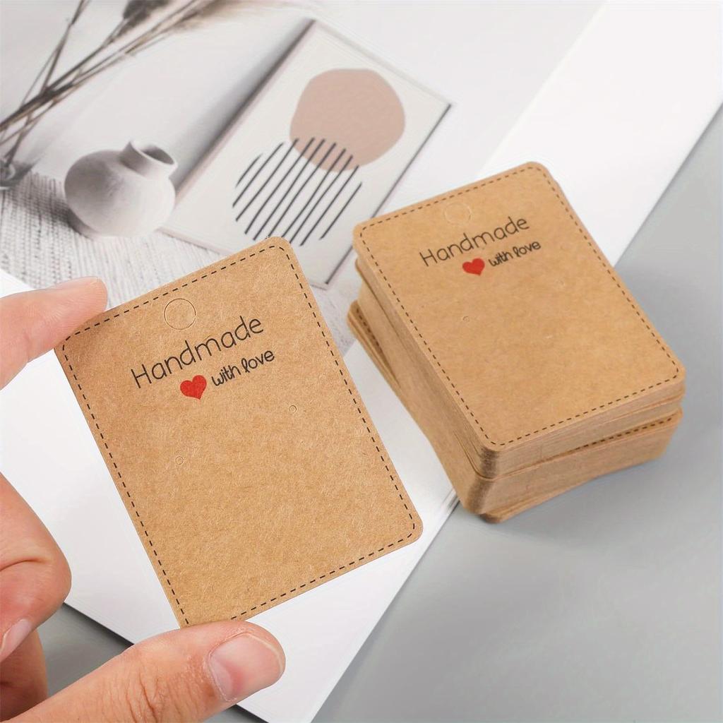 100 Stück Ohrring-Verpackungskarten-Set – DIY-Clips, Präsentationskarten mit Beutel, Papierkarten für Schmuck (Ohrringe, Ringe, Anhänger)