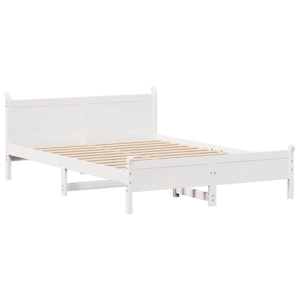 Vidaxl Bed Frame Without Mattress, White, 120X200 Cm, Pine Wood