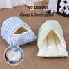 Warm Thickened Enclosed Pet Bed - Detachable, Washable Plaid for Cats & Dogs