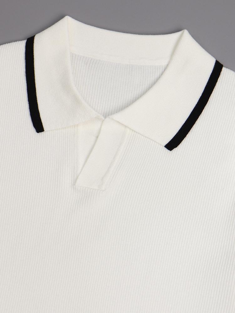 IKALOOK Ribbed Long Sleeve Knit T-Shirt Tee108A