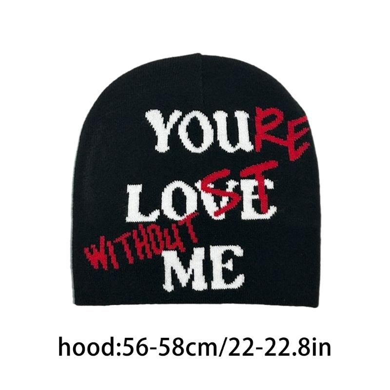 Winter Knitted Hat for Teen Windproof Hat with Jacquard Letter Skiing Riding Hat