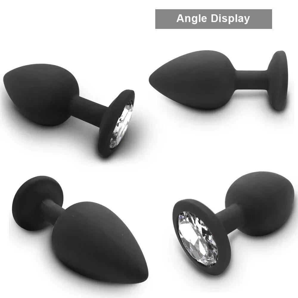 4 Different Color Mini Silicone Crystal Butt Plug Anal Plug Unisex Sex Stopper Adult Sex Toys for Men/Women Anal Trainer Couples
