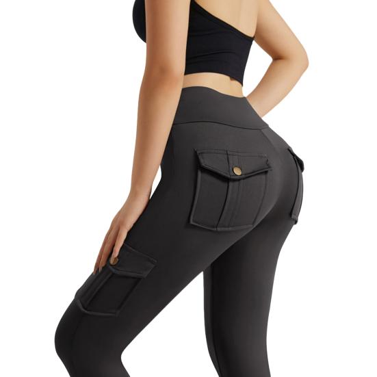 Yousheng Women High Waist Cargo Leggings with Pockets Tummy Control Hip Lifting Yoga Workout Tight Pants Stretch Body Shaping Skinny Trousers