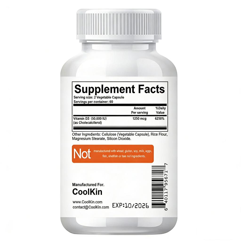 Vitamina D3 Colecalciferolo 50.000 UI - Ossa, Denti e Funzione Muscolare Forti