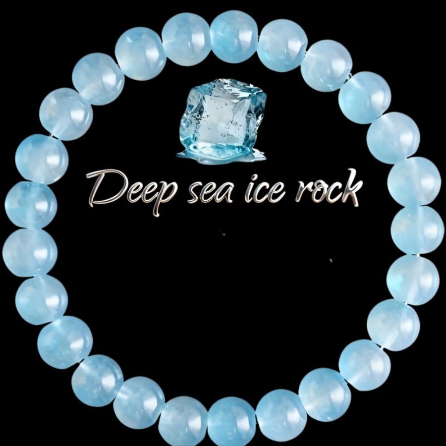 An 8Mm Natural Deep Sea Ice Stone Bracelet Featuring Bohemian Style Stone Jewelry, Serving As a Talisman for Spirit And Luck, Perfect for Casual Wear