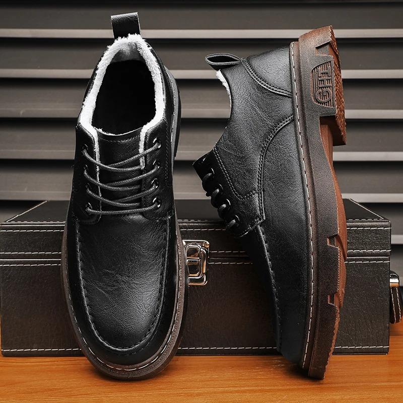 Fashion Mens Shoes Fur Warm Autumn Winter Sneakers Casual Leather Outdoor Sport Platform Walking Designer Luxury Tennis Work Loafers