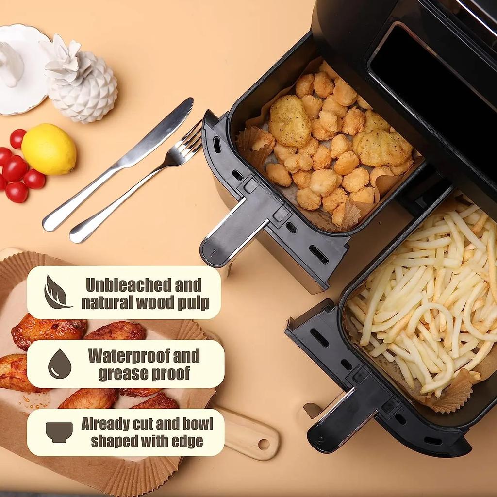 Large Rectangle Air Fryer Disposable Paper Liner Nonstick Airfryer Parchment Special Baking Paper for 2-10QT Cooking Basket