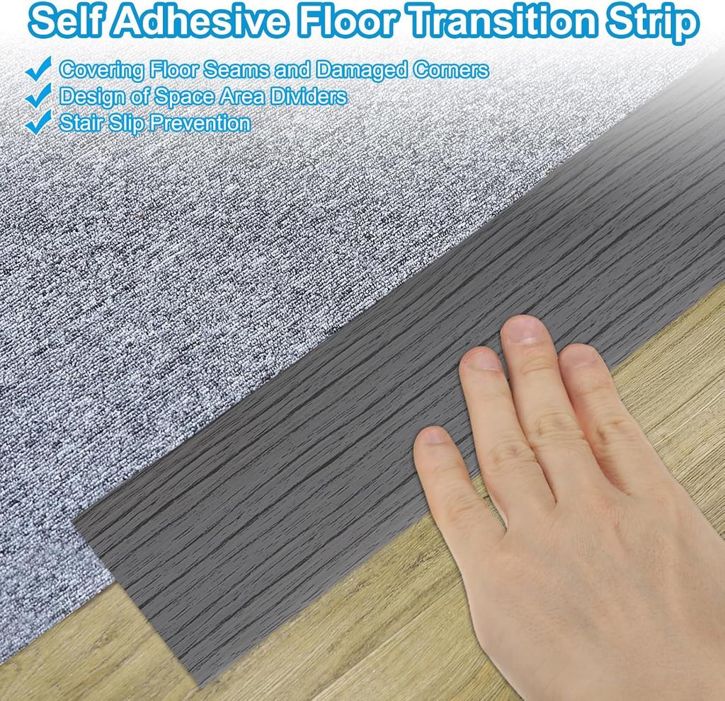 1PC 2M/78.74in Carpet To Tile Floor Transition Strip Self Adhesive Wear-resistant Edging Trim Strip PVC Threshold Cover Doorway