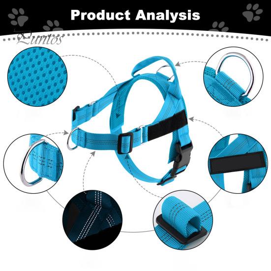 Heavy Duty Nylon Harness for Medium Dogs No Pull Dog Harness, Adjustable Vest with Handle, Breathable Durable Metal D-ring Pet Padded Large Dogs, Safe