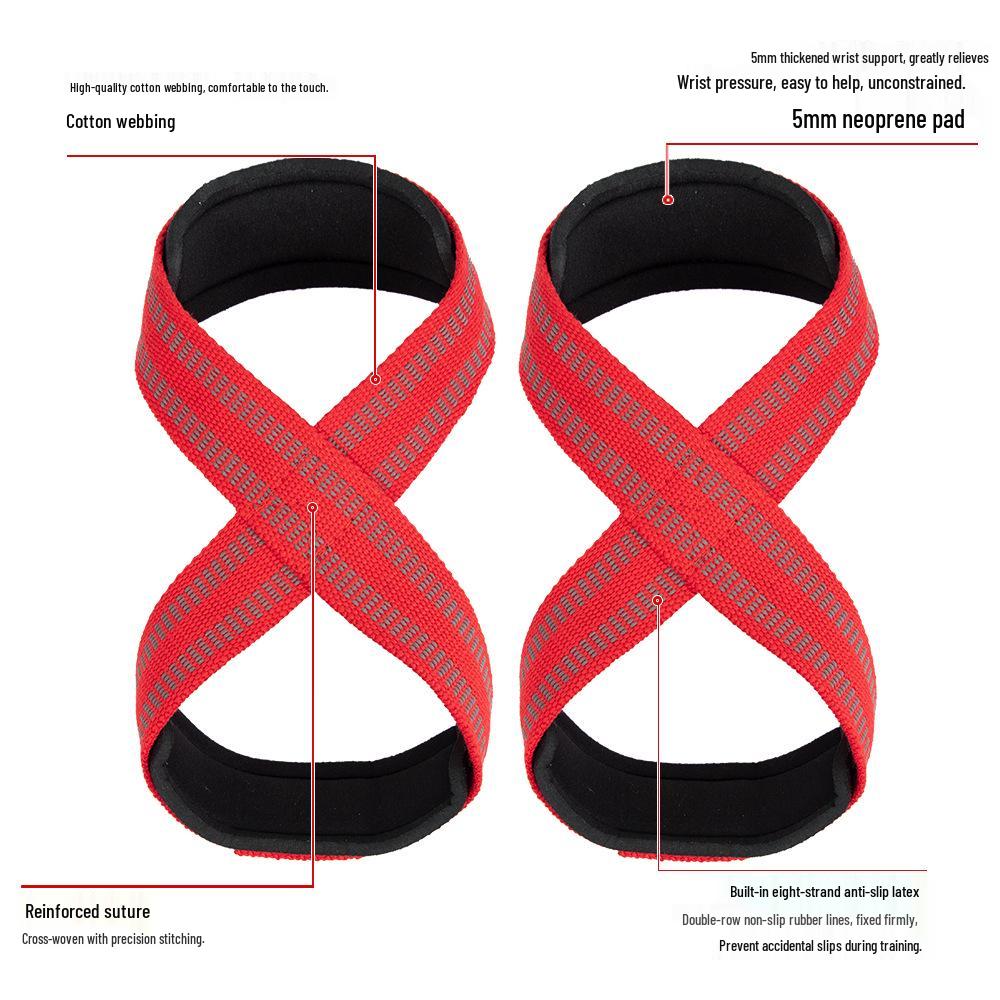 Figure 8 Resistance Bands for Weightlifting & Deadlifts – Fitness Wrist Wraps, Grip & Pull-Up Straps