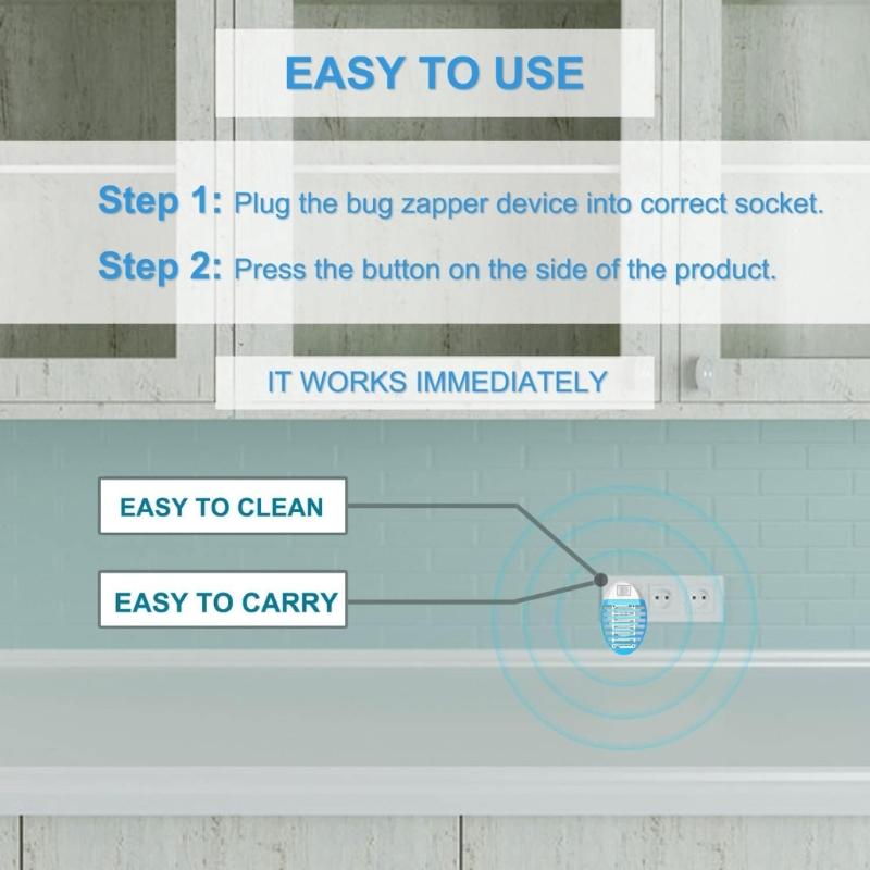 MosquitoesKiller Lamp UV AttractantCatcher Insect Trap for Indoor HomeKitchen Office BugZapper Plug In FlyKiller