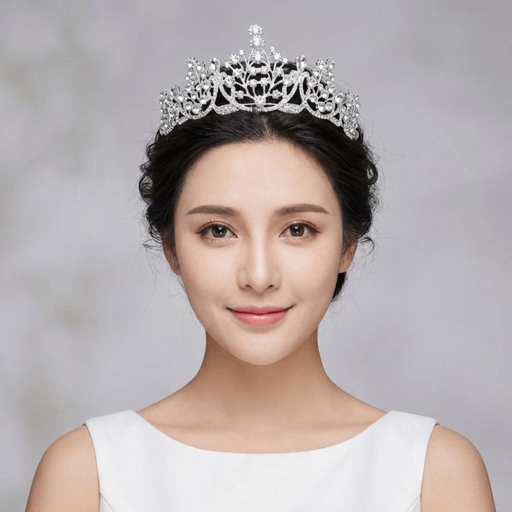 Shiny Princess Tiara Metal Rhinestone Crown Elegant Baroque Crown Bridal