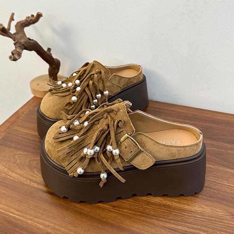 

Fashion Platform Women Slippers Flats Designer Mules Shoes Casual Sandals Autumn Woman 2025 Trend Slingback Dress Fashion Mujer Shoes 35 хаки