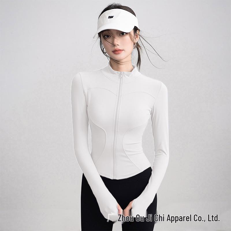 Jachetă de vară sportivă stil coreean pentru femei, protecție solară - Top yoga cu fermoar, croială slim