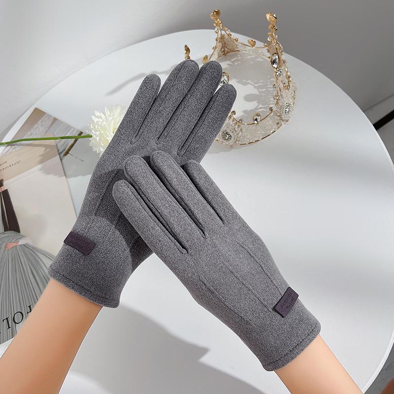 

Gloves women autumn and winter fleece thickened warm touch screen сірий колір