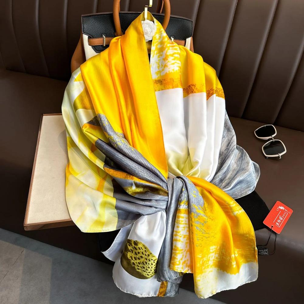 Spring Summer Scarf Women's Luxury Designer Scarf Silky Smooth Scarf Soft Muslim Headband Shawl Long Beach Towel 90x180cm