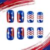 Independence Day French Tip Press on Nail Short Square Fake Nail Glues on Nail Artificial False Nail for Nail Decors