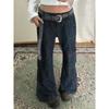 Retro Flared Tooling Jeans Women's Multi-pocket Loose Wide-leg Trousers