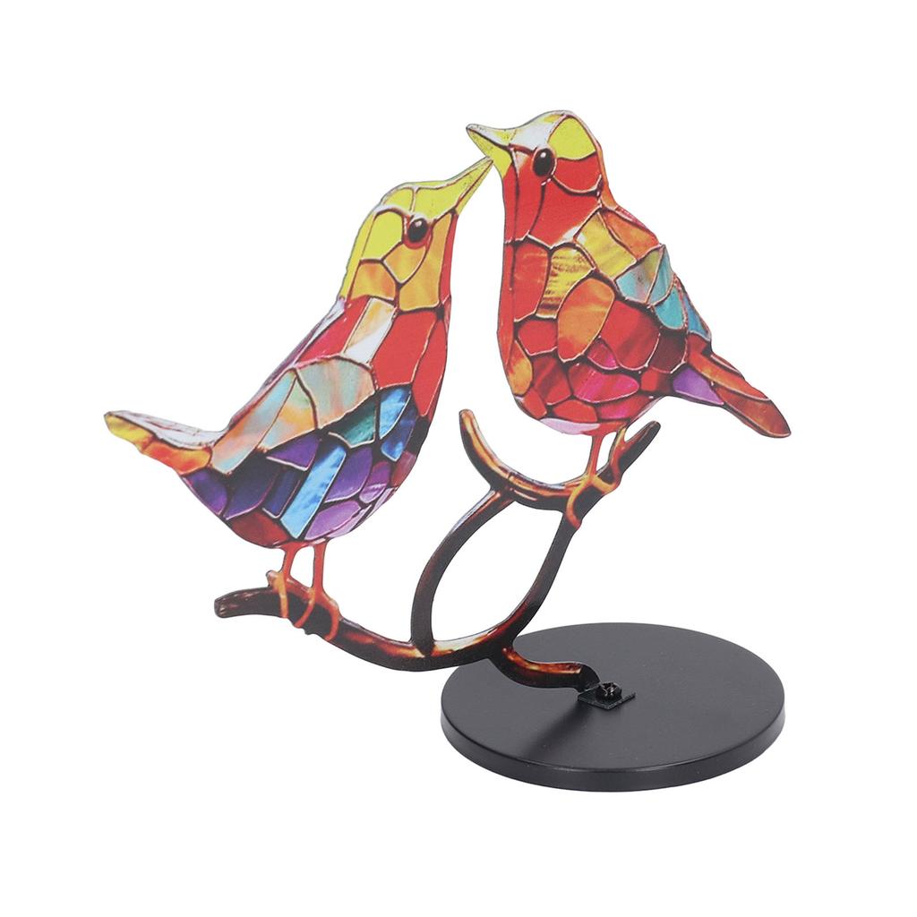 2 Kovové ptáčky Ornament Vizuální dekomprese Barevná dekorace pro domácí stolní dekoraci