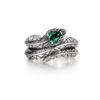 Adjustable Open Snake Ring Men Women Vintage Green Zircon Geometric Animal Jewelry Retro Style