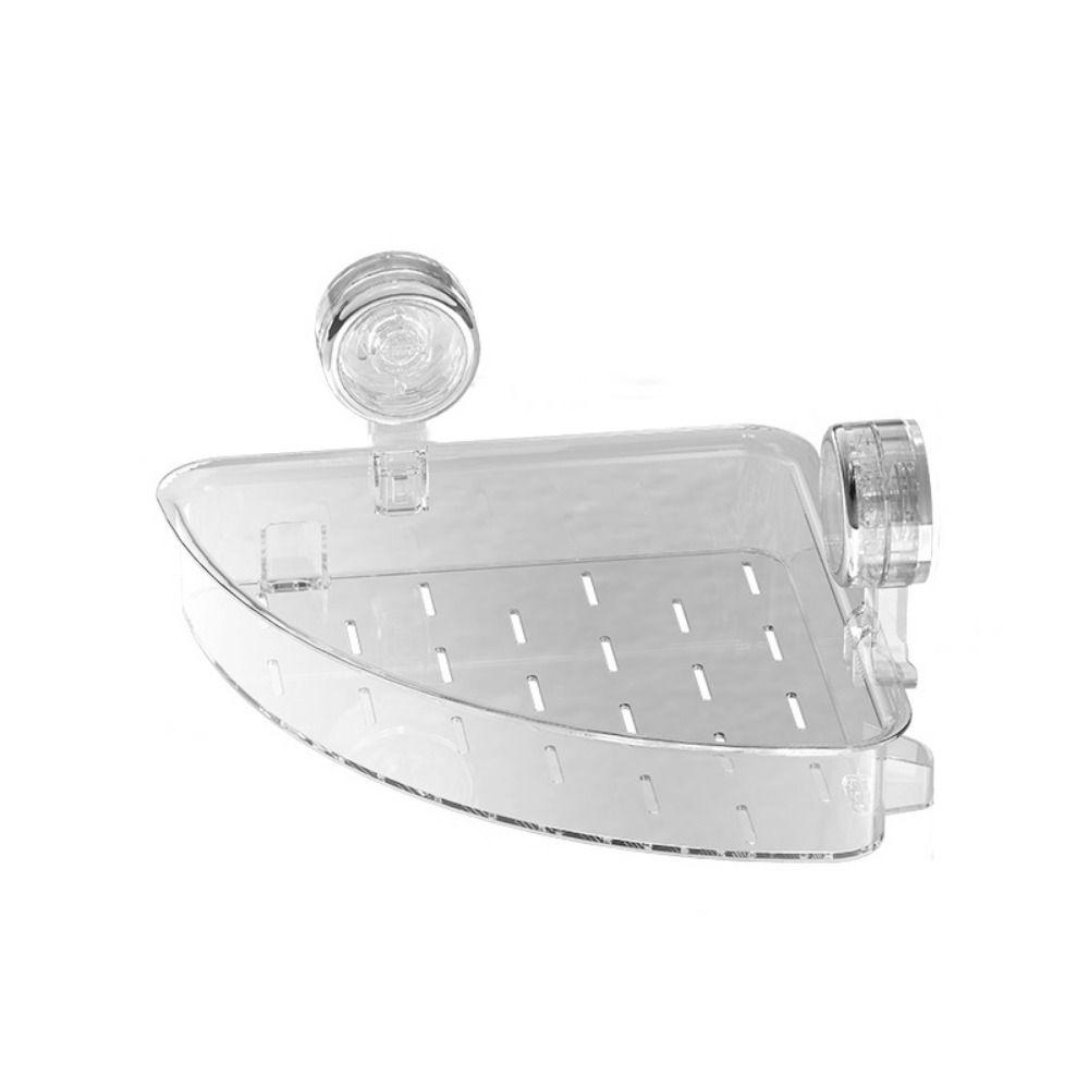 Plastic Suction Shower Basket Wall Mounted Detachable Corner Storage Rack Waterproof Powerful Triangle Storage Shelf for Home