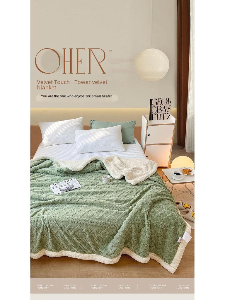 Koc z polaru koralowego - Miękki szal na sofę i do biura