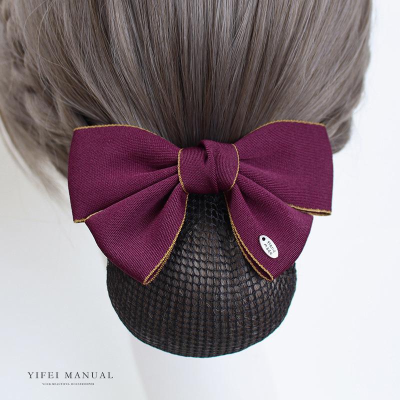 Head Flower Female Vocational Nurse Hairnet Bank Flight Attendant Special Disc Hair Net Pocket Bow Hairpin Tooling Headdress