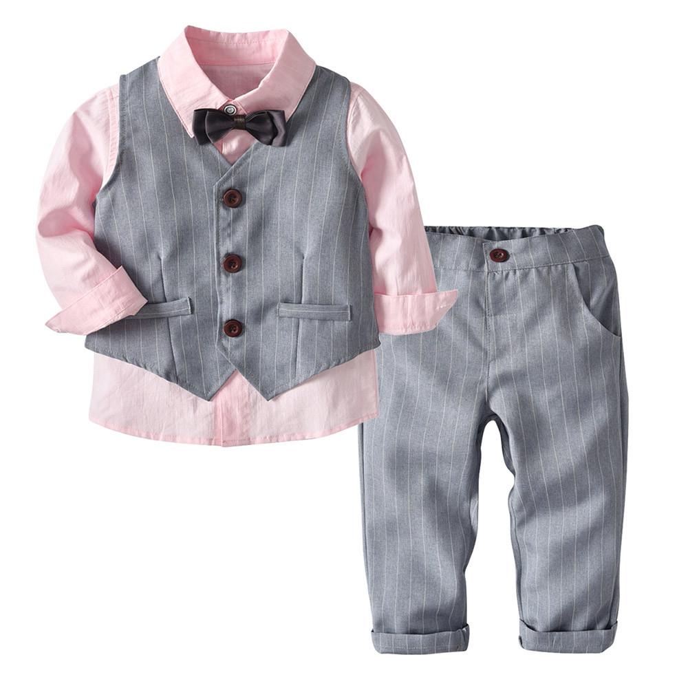 Infant Boys Jumpsuit Short Sleeve Bowtie Dress Shirt Plaid Set Swallowtail Romper Outfits