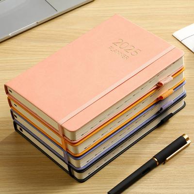 2025 Planner Notebook Daily Weekly Monthly Calendar Notepad Thick Paper Anti-Bleed Design Faux