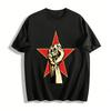 Vintage Roter Stern Faust Aufdruck Cooler Street Style Lässiges Kurzarm-T-Shirt Reines Baumwoll-T-Shirt
