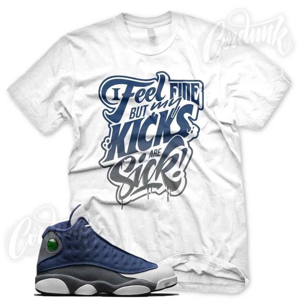 SICK KICKS Sneaker T Shirt for J1 Retro 13 Flint Navy White French Blue XL