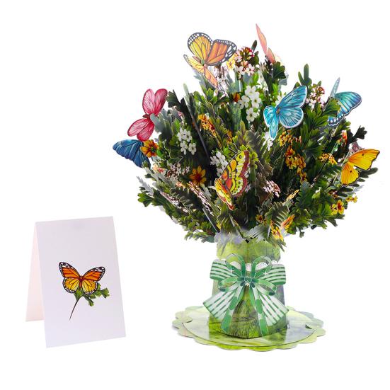 3D Pop-Up Открытка-букет Подсолнух Лилия Тюльпан Гвоздика Цветочный букет Открытка на День Матери День Учителя Выпускной Годовщину День Рождения A