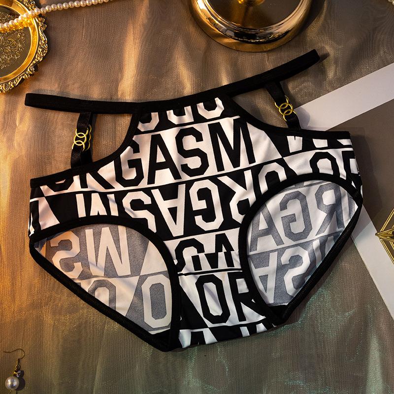 Ladies Spring and Summer New Leopard Pattern Hollow High Bounce Low Waist Pure Cotton Crotch No Trace Ice Silk Briefs