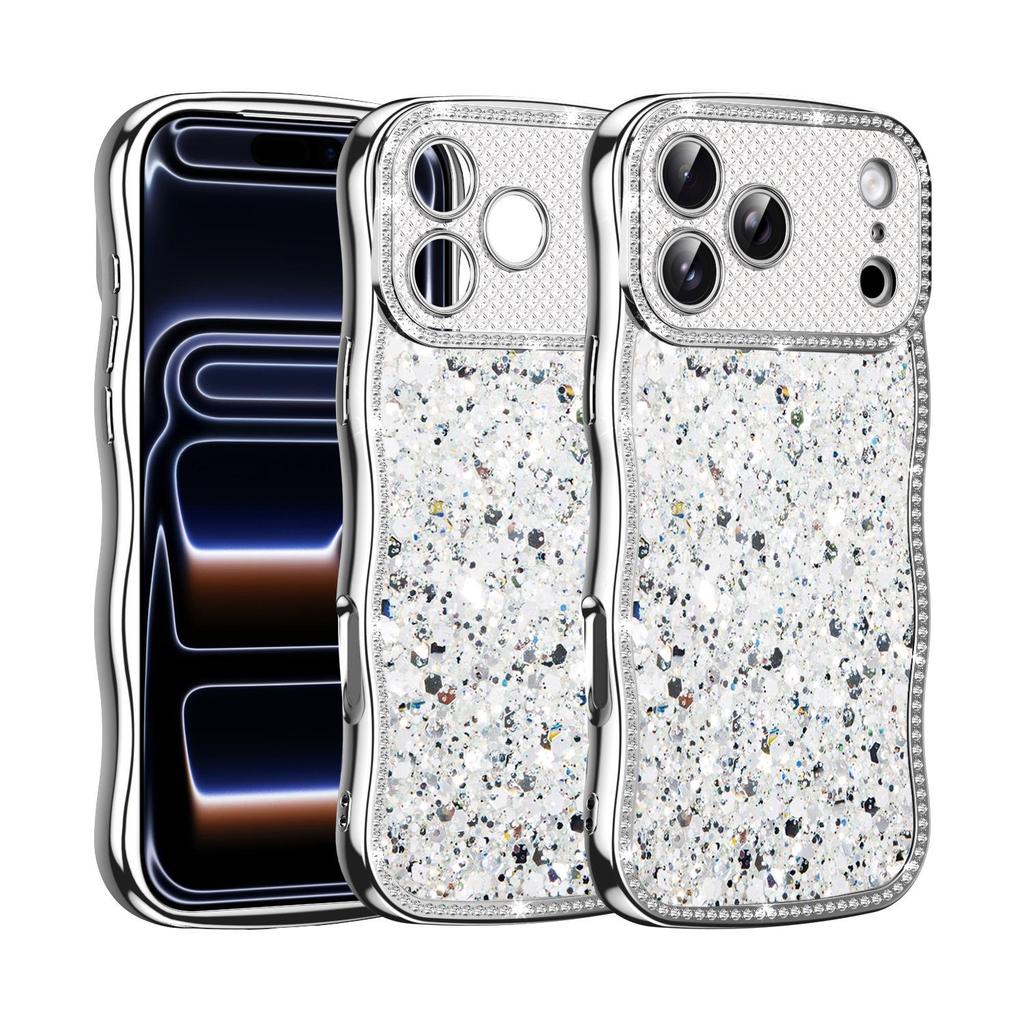 Diamond Glitter Electroplated Phone Case for Apple 17 Pro Max, 16 Pro, Wave 15, Magnetic Custom