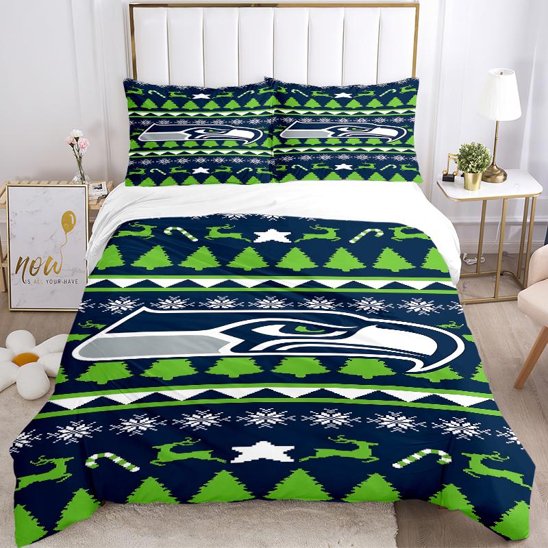 3Pcs Seattle Seahawks Ugly Sweater Bedding Sets For All Sizes New 3D Printed Bed Cover Comforter Duvet Cover Pillowcase Bedroom Decoration