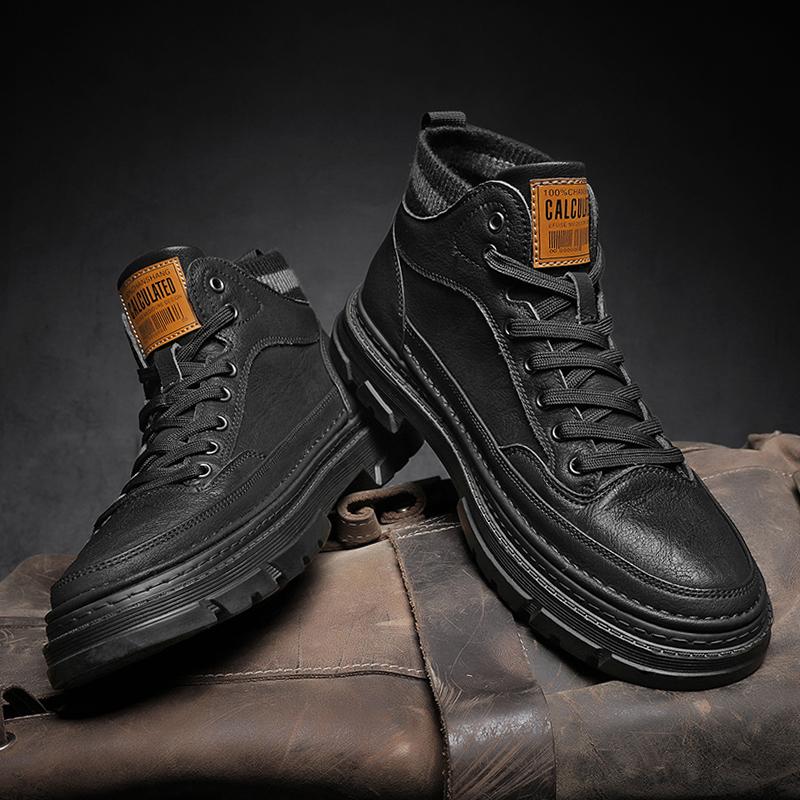 Martin boots autumn and winter new winter velvet cotton shoes casual leather shoes high-top trendy shoes