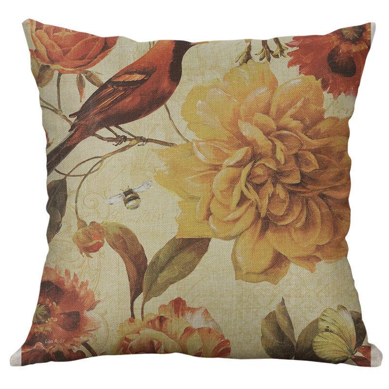 Premium Retro Flower Linen Pillow Case For Stylish Sofa Home Decor 18 Inches