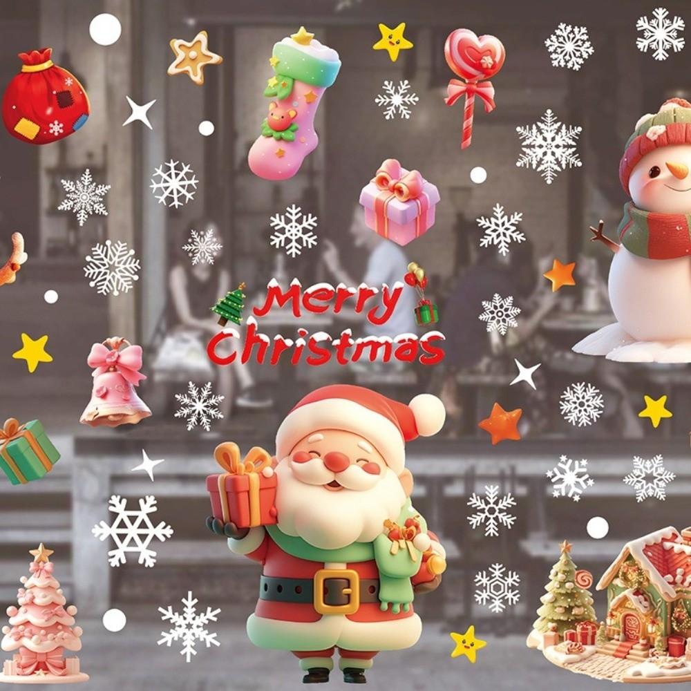 Schneeflocke Alter Mann Bunt Weihnachten Fensteraufkleber Frohe Weihnachten Thema PVC Festival Party Aufkleber Neujahr