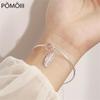 925 Sterling Silver Round Bead Feather Charm Bracelets & Bangles For Women Wedding Gift Bracelet Pulseira Feminina SL261