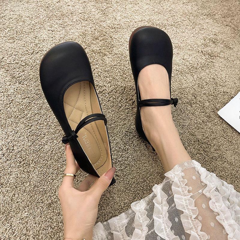 

Новые туфли на мягкой подошве для женщин, ретро, с низким вырезом, универсальные и ленивые туфли-бобы 40 чёрный