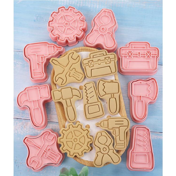 8 Pack PP Material Biscuit Cutters Push-type Household Cookie Cutters for Child