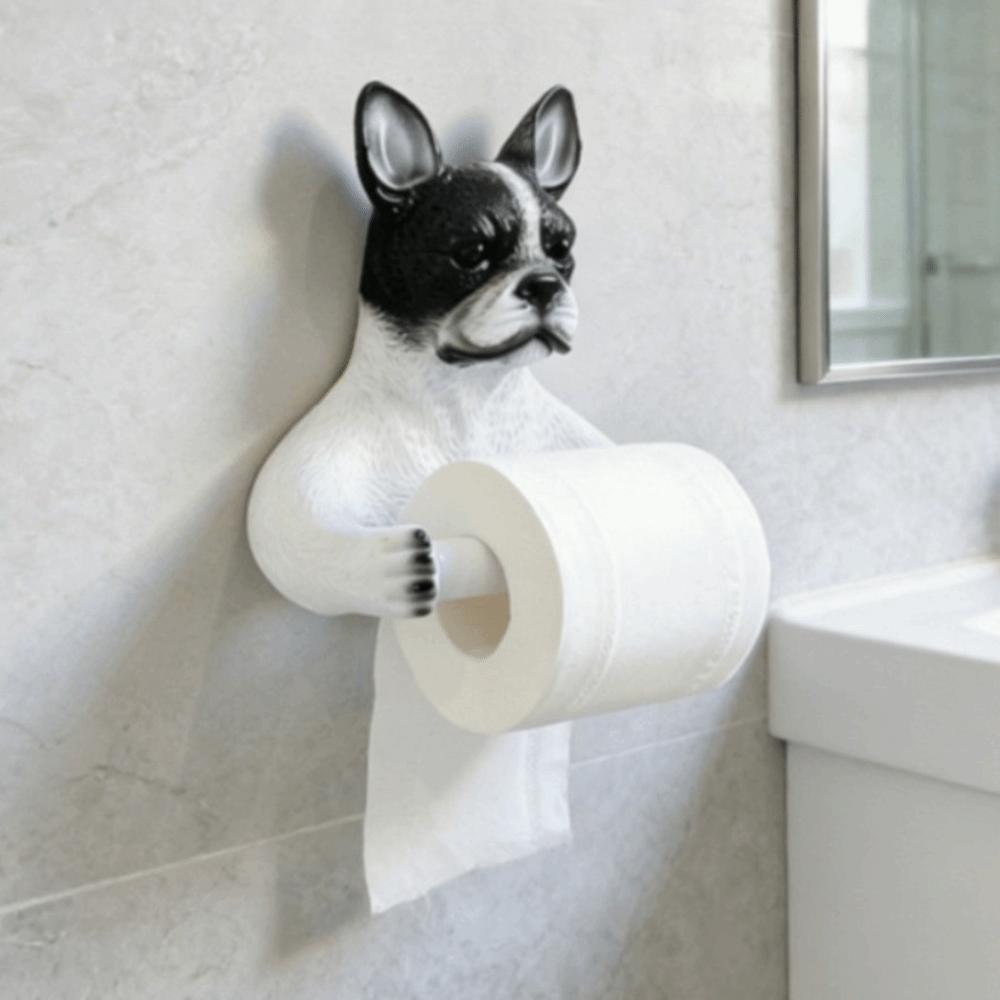 Cute Dog Toilet Paper Holder Dispenser Decorative Dog Toilet Roll Holder Space Saving 3D Dog Shape Wall Mounted Roll Rack RV
