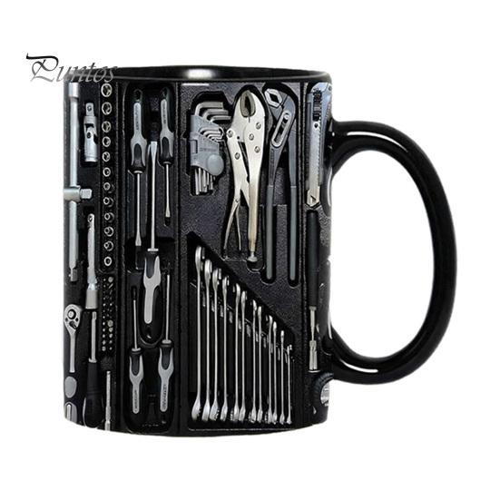 Handmade Ceramic Cup Mechanic Tool Box Coffee Mug 350ml Tea Wrench Fade Resistant Screwdriver Hammer Unique Gift for Engineers DIY Enthusiasts