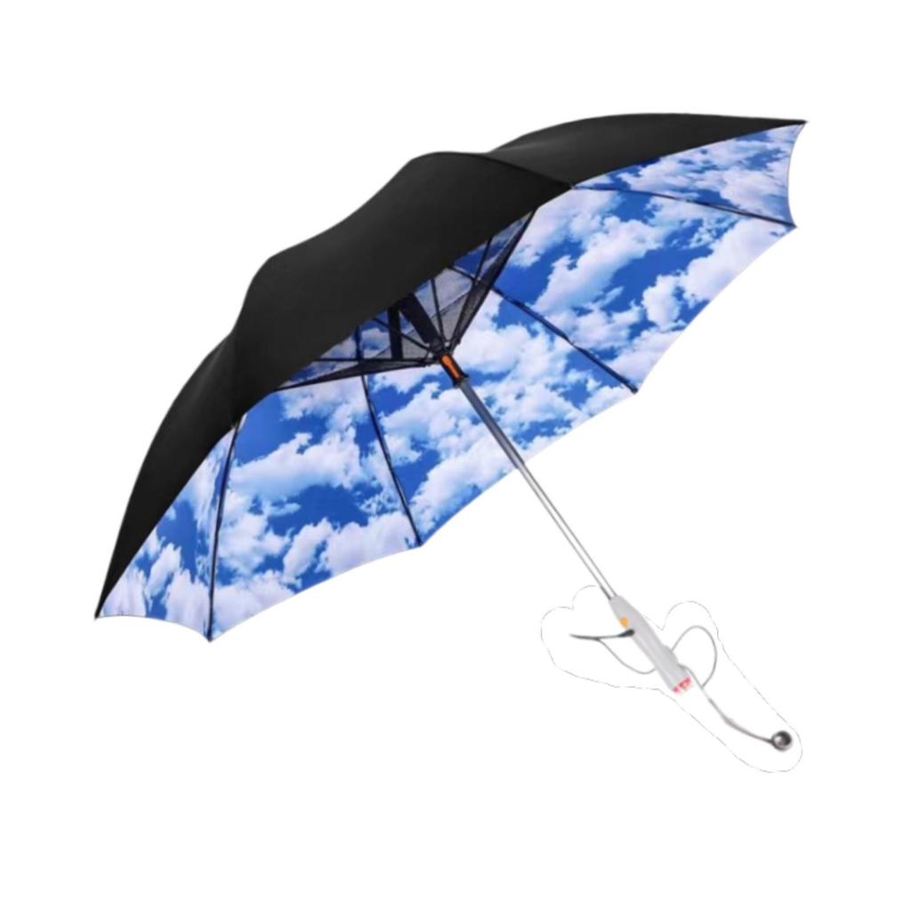 Fan Integrated Umbrella for Sun Protection Outdoor Activities Portable Cooling UV Shade Windproof Travel Accessory