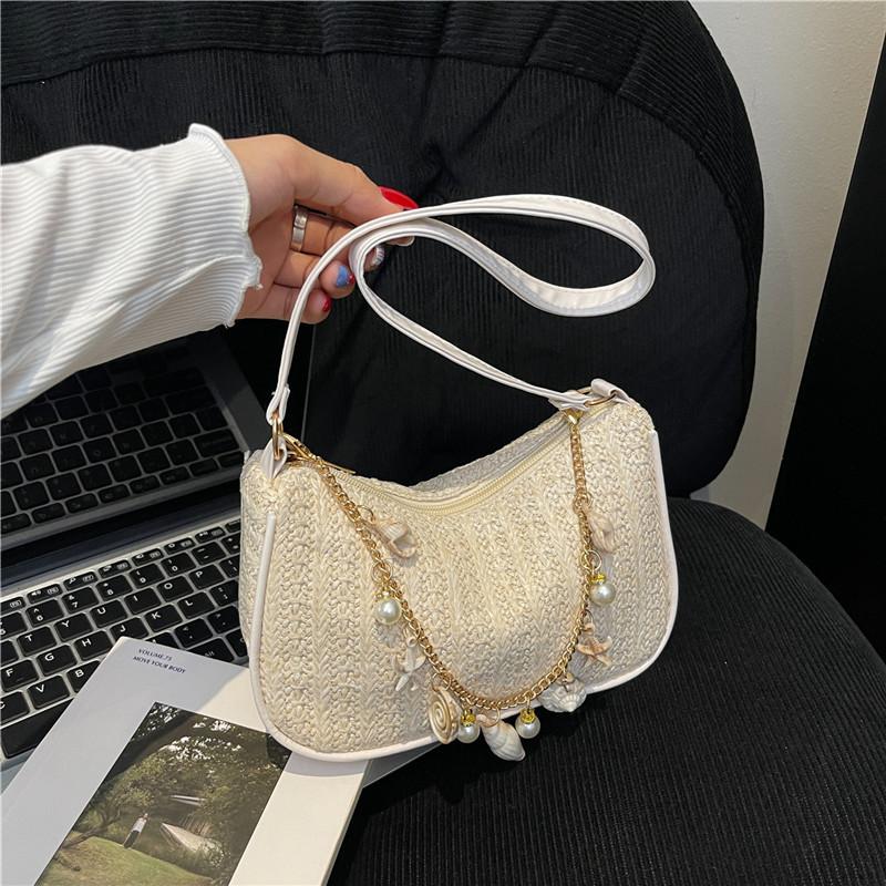 

Chain underarm bag women s new shiny versatile shoulder bag trendy temperament fashionable dumpling bag бежевый