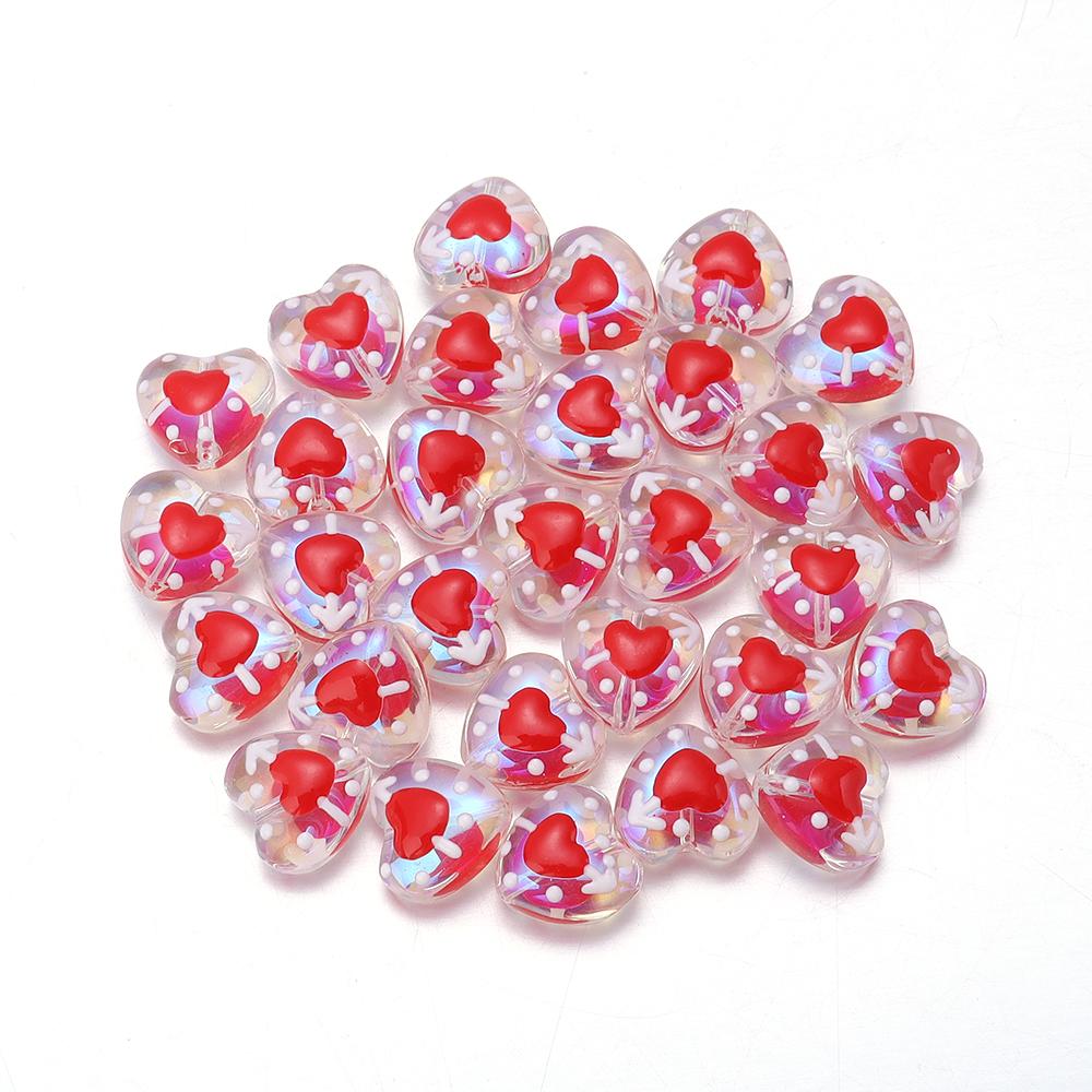 5pcs Heart Glass Beads Colorful Hand Painted Lampwork Loose Beads for Jewelry Making DIY Necklace Bracelets Earrings Accessories