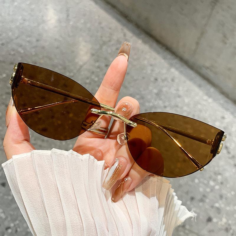 

Солнцезащитные очки Ocean Piece, изогнутые солнцезащитные очки без оправы, женские очки с изображением головы леопарда