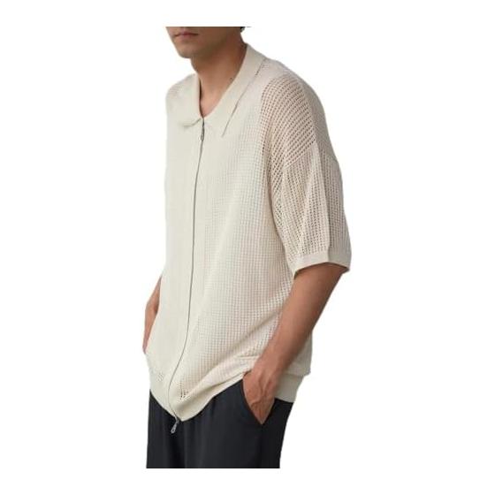 [AZUL by moussy] Polo Collar Zip Knit Tops Men s 251IST70-303E