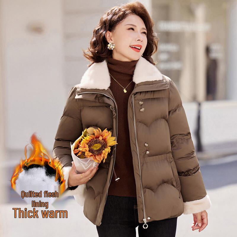 Passet Women s Faux Fur Collar Short Padded Jacket 4XL