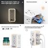 1PC new surge socket US standard USB power strip light sensing night light 6 hole expander 2.4A household US standard wall plug socket